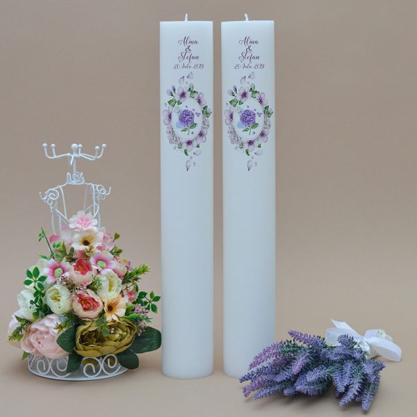 Lumanari nunta personalizate - Purple flower