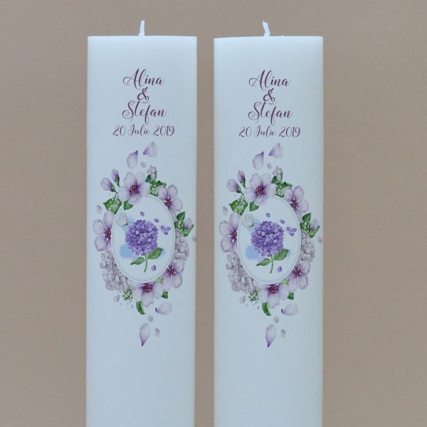 Lumanari nunta personalizate - Purple flower
